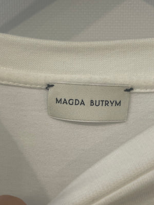 Magda Butrym White Long-Sleeve Bodysuit with Belt Detail Size FR 36 (UK 8)