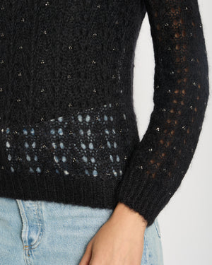 Saint Laurent Black See-Through Jumper with Silver Crystals Details Size FR 36 (UK 8)