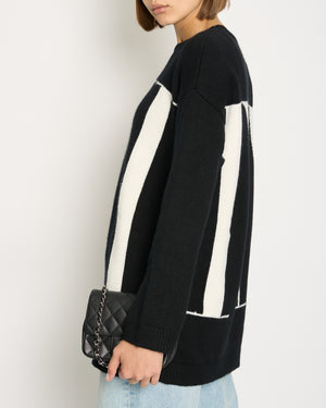 Valentino Black Oversized Knitted Jumper with White VLTN Maxi Logo Detail Size S (UK 8) RRP £735