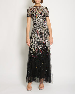 *HOT* Alexander McQueen Black Long Mesh Gown Dress with Crystals 
Stones Embellishments Detail IT 38 (UK 6) Est RRP £14500