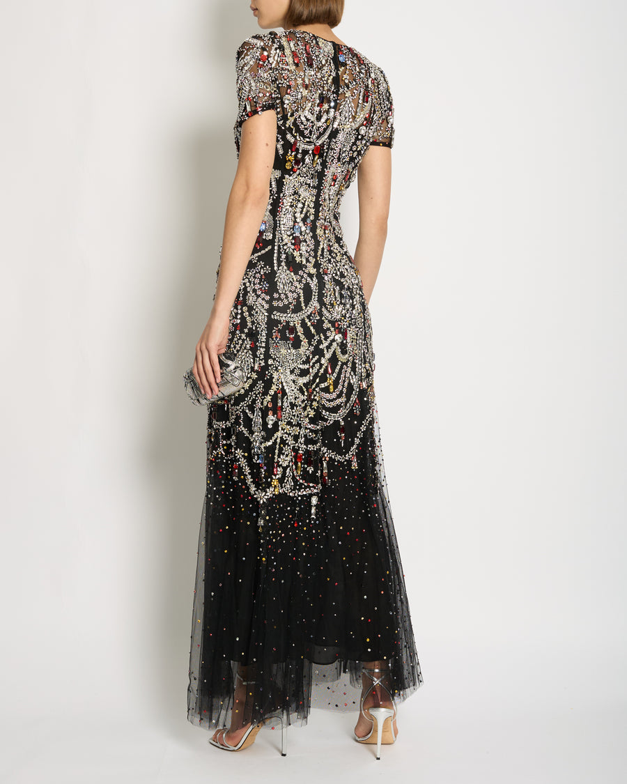 *HOT* Alexander McQueen Black Long Mesh Gown Dress with Crystals 
Stones Embellishments Detail IT 38 (UK 6) Est RRP £14500