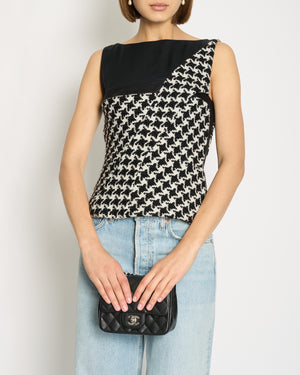 Christian Dior Black Sleeveless Vest with Black 
White Knitted Houndstooth Detail FR 34 (UK 6)