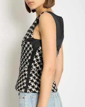 Christian Dior Black Sleeveless Vest with Black 
White Knitted Houndstooth Detail FR 34 (UK 6)