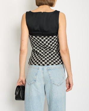 Christian Dior Black Sleeveless Vest with Black 
White Knitted Houndstooth Detail FR 34 (UK 6)