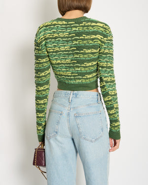 *HOT* Chanel 14K Green Cropped Jacquard Jumper with CC Detail Size FR 36 (UK 8) RRP £1960