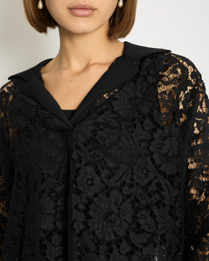 Valentino Black See-Through Lace Top with V-neck Detail Size IT 38 (UK 6)