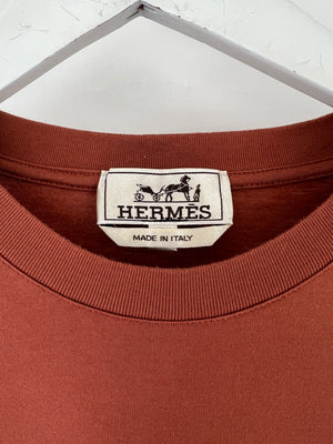 Hermès Orange Short Sleeve T-shirt with Stitched Arm Detail Size FR 46 (UK 36)