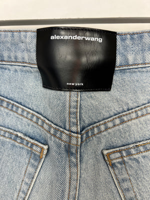 Alexander Wang Light Washed Blue Denim Shorts with Distressed Hem Details Size 25 (UK 6)