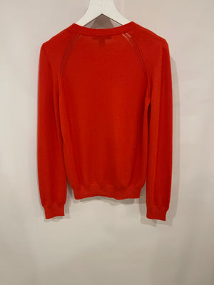 Louis Vuitton Coral Red Cashmere Jumper with White Button Details Size XS (UK 6)