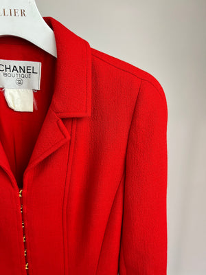 Chanel Vintage Red Jacket with Gold CC Logo Button Details FR 34 (UK 6)