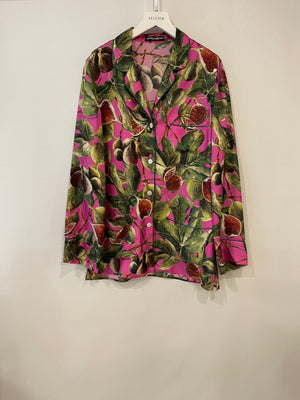 *HOT* Dolce 
Gabbana Pink Fig Printed Silk Trousers and Shirt Set Size IT 36/38 (UK 4/6) RRP £2,650