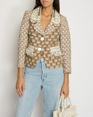 Louis Vuitton 2013 Plaid Print Jacket with Sequin Collar and Pocket Detail FR 34 (UK 6)