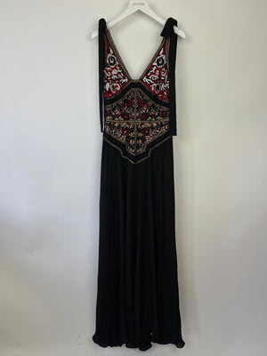 Elie Saab Black Floral Embellished Maxi Gown Size 34 (UK 6)