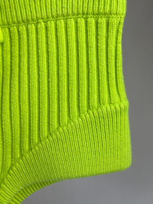 David Koma Lime Green Ribbed Knit Shorts FR 34 (UK 6)