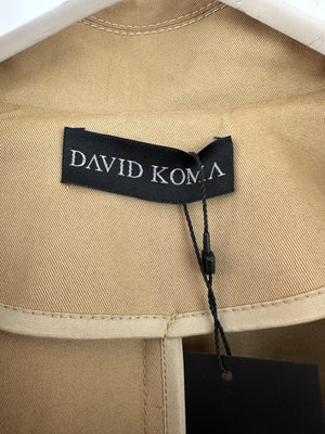 David Koma Beige Sequin Belted Trench Coat Size UK 8