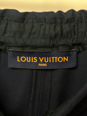 Louis Vuitton Menswear Navy Drawstring Trousers with Logo Patch Detail Size FR 46 (UK XL)