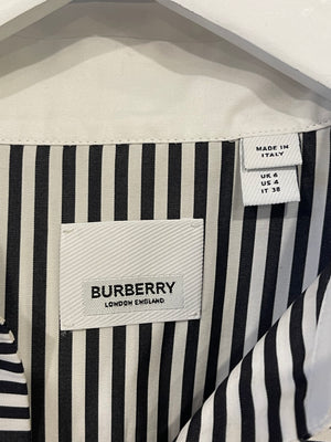 Burberry Black and White Striped Shirt with Pocket Detail IT 38 (UK 6)