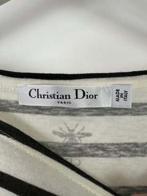 Christian Dior Navy 
White Striped Long Sleeve Top Size XS (UK 6)