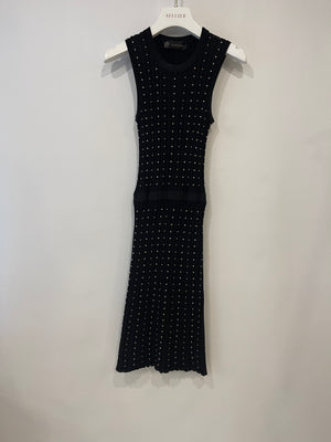 Versace Black Knitted Mini Sleeveless Dress with Gold Stud Details Size IT 38 (UK 6)