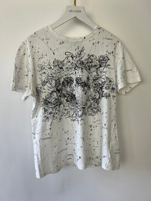 Christian Dior White Star Sign Print Short Sleeve T-Shirt Size S (UK 8)