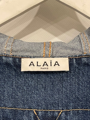 Alaïa Denim Blue Long-Sleeve Hooded Bodysuit Size FR 40 (UK 12) RRP £1,265