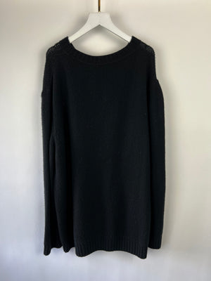 Prada Black Knitted Long Sleeve Oversized Jumper with Logo Detail IT 50 (UK 18)