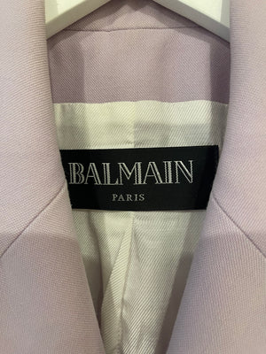 Balmain Lilac Wool Blazer Jacket with Silver Buttons Size FR 34 (UK 6)