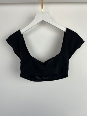 Chanel 21M Black Swim Top with Crystal CC Pearl Detail Size FR 34 (UK 6)