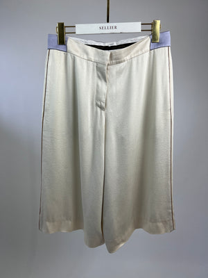 Louis Vuitton White Cropped Culottes with Lilac Panel Detail FR 40 (UK 12)