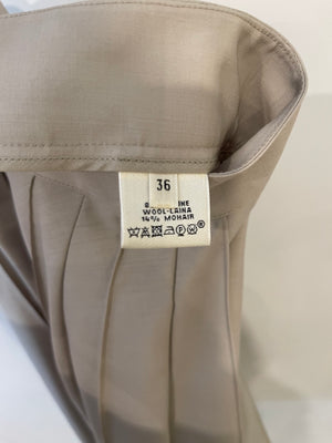 Hermès Beige Wrap Pleated Wool Mini Skirt Size FR 36 (UK 8)