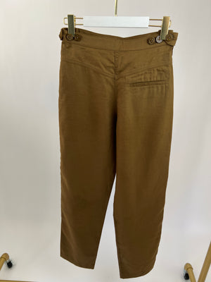 Chloé Brown Pocketed Cargo Trousers with Side Button Detail Size FR 36 (UK 8)