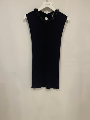 Chanel Purple Cashmere Silk Blend Sleeveless Top with Stone-Embellished Collar Size FR 40 (UK 12)