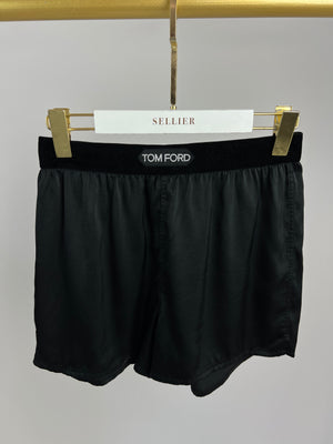 Tom Ford Black Band Boxer Satin Shorts Size XS (UK 6)