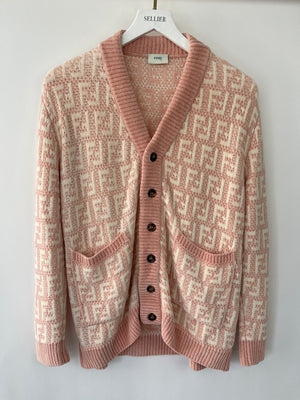 Fendi Kids Pink FF Logo Button Down Cardigan Size 12A