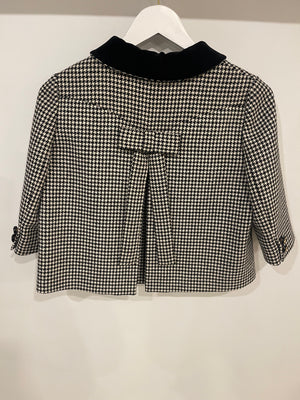 Gucci Black and White Cropped Houndstooth Jacket with Anchor Button Details Size IT 40 (UK 8)