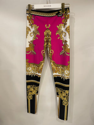 Versace Multicolour Medusa Renaissance Printed Silk Straight Trousers Size IT 38 (UK 6)