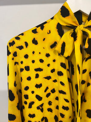 Dolce 
Gabbana Yellow, Black Leopard Printed Playsuit Size IT 42 (UK 10)