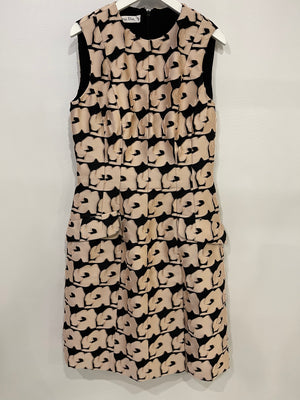 Christian Dior Metallic Pink and Black Textured Sleeveless Dress Size FR 42 (UK 14)