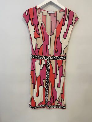 Emilio Pucci Pink 
White Patterned Midi Dress Size IT 38 (UK 6)