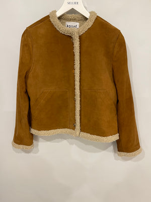 Rosaé Brown Suede Jacket Coat with Shearling Detail Size FR 36 (UK 8) RRP £450