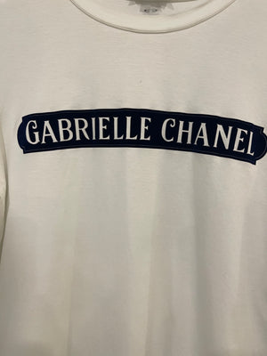 Chanel White Short Sleeve Top with Gabrielle Chanel Logo Size FR 38 (UK 10)