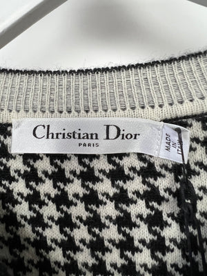 Christian Dior Black Houndstooth Long Sleeve Logo Jumper Size FR 34 (UK 6)