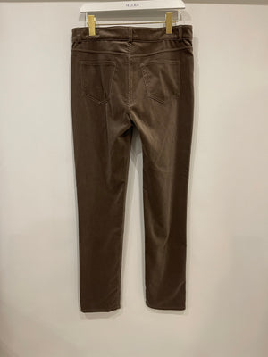 Loro Piana Light Brown Velvet Straight Leg Trousers Size IT 46 (UK 14) RRP £1,250