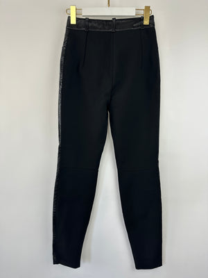 David Koma Black Coated Leather and Stretch Jersey Trousers Size UK 8