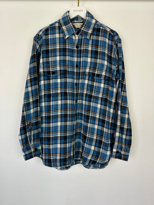 Saint Laurent Blue Plaid Long Sleeve Shirt Size S (UK 8)