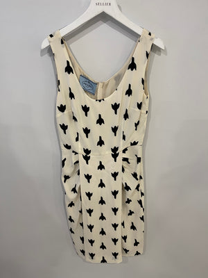 Prada White with Black Prints Mini Sleeveless Dress Size IT 38 (UK 6)