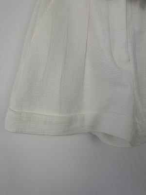 Zimmermann White Linen Shorts With Braided Beige Belt Size 0 (UK 8)