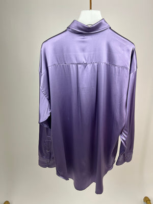 Tom Ford Purple Oversized Silk-Blend Satin Blouse Size IT 38 (UK 6)