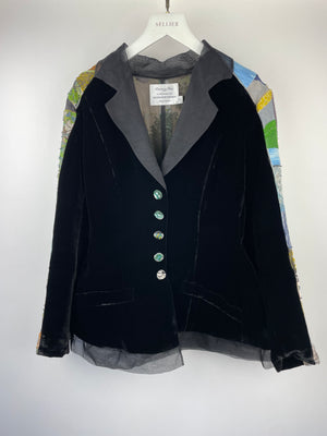 Christian Dior x Mickalene Thomas Black Velvet Embellished Bar Jacket Size FR 38 (UK 10)