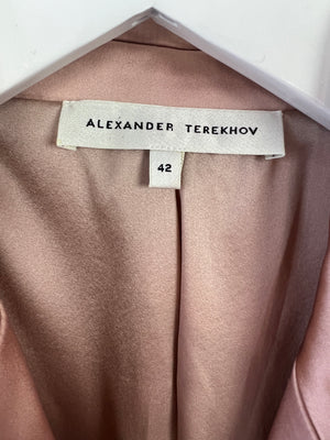 Alexander Terekhov Rose Satin Double Breasted Jacket with Peak Lapel UK 10